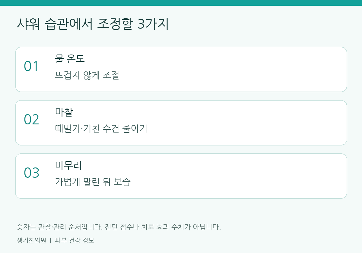 생활과 진료 준비에 관한 설명도. 개인별 관리 방법은 피부 상태에 따라 달라집니다.