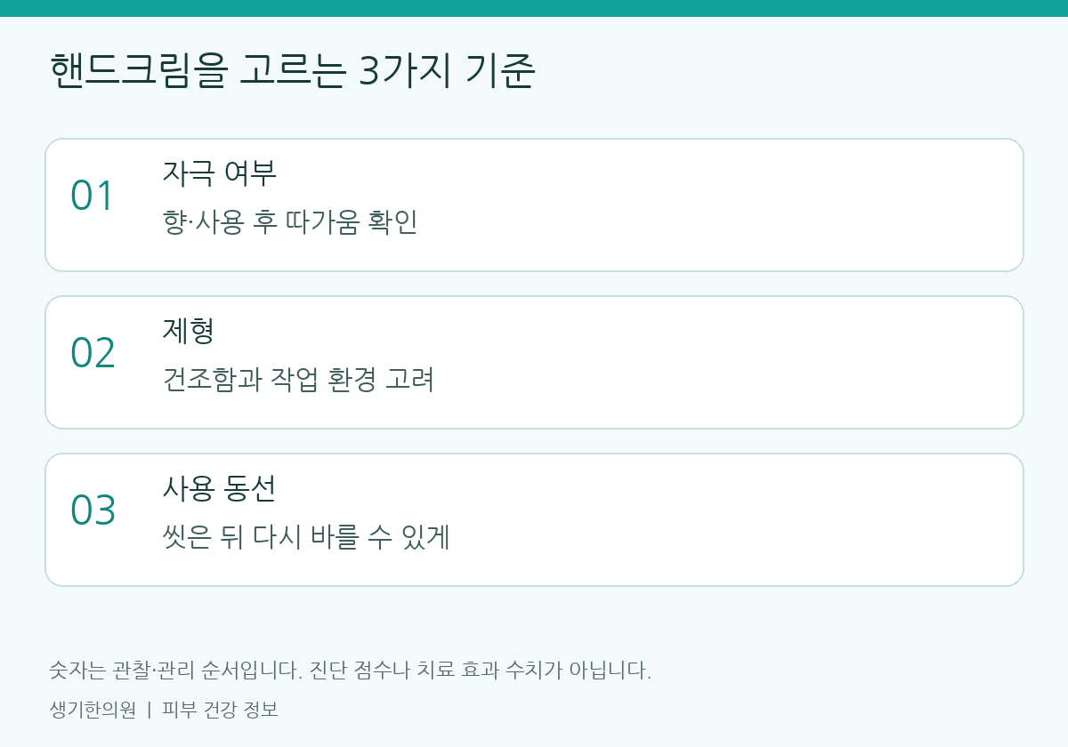 관찰할 항목을 정리한 설명도. 숫자는 진단 점수가 아닙니다.