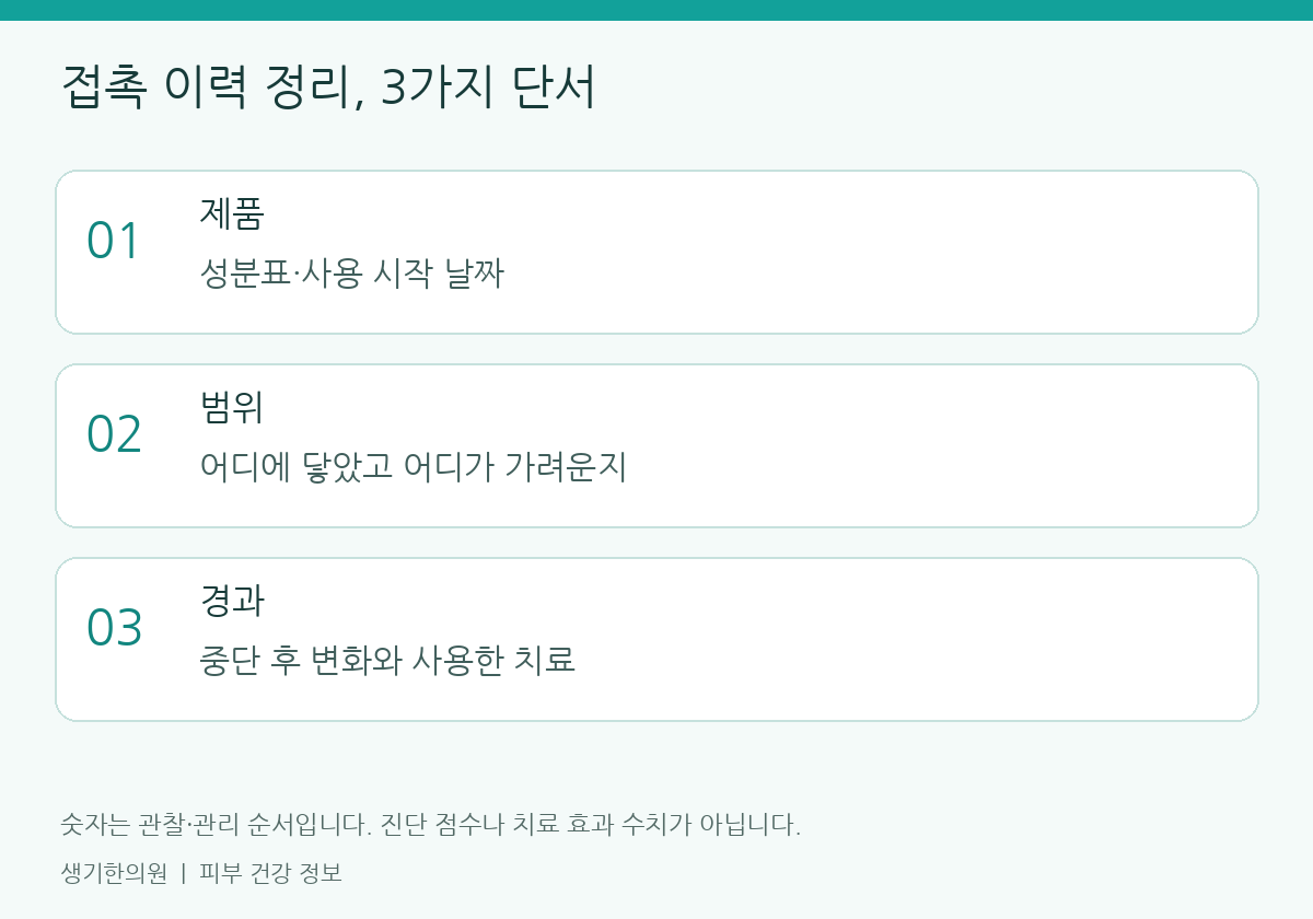 생활과 진료 준비에 관한 설명도. 개인별 관리 방법은 피부 상태에 따라 달라집니다.