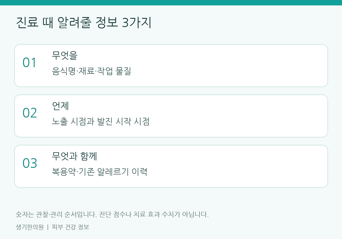 생활과 진료 준비에 관한 설명도. 개인별 관리 방법은 피부 상태에 따라 달라집니다.