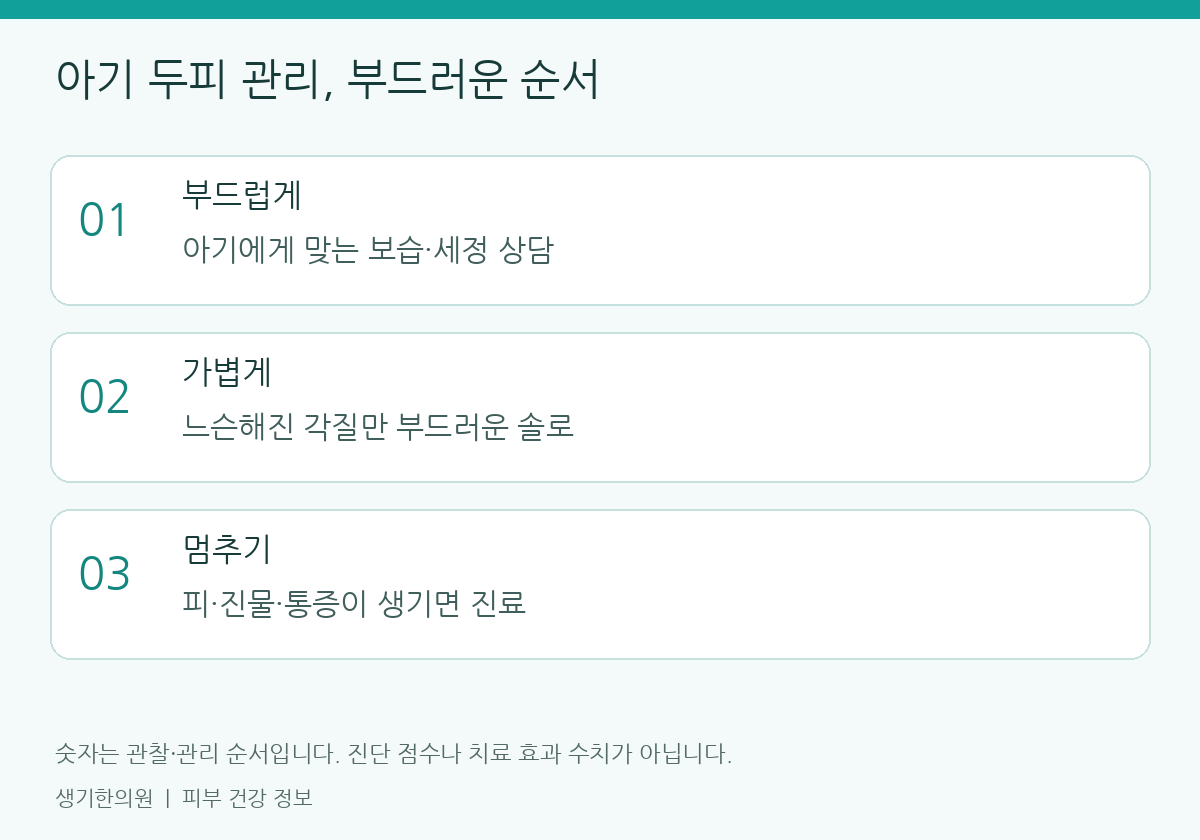 생활과 진료 준비에 관한 설명도. 개인별 관리 방법은 피부 상태에 따라 달라집니다.