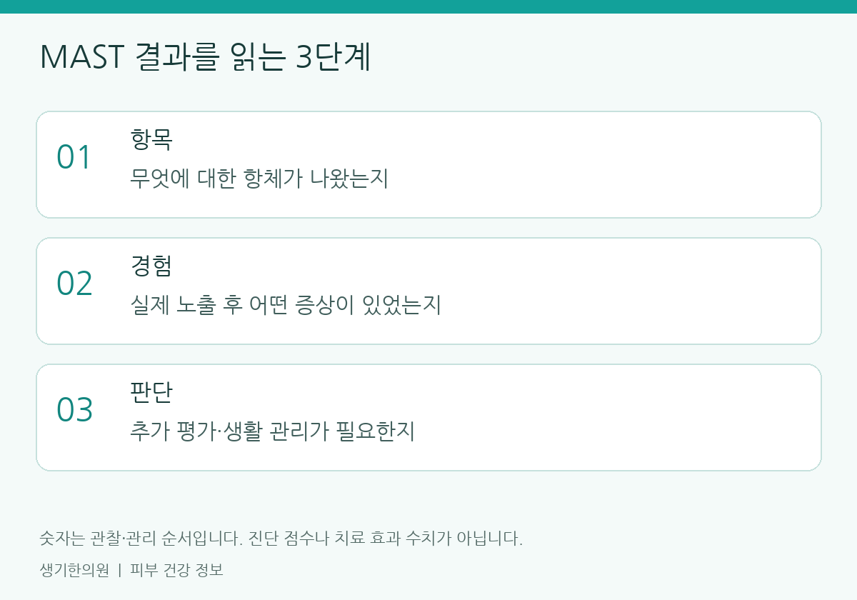 관찰할 항목을 정리한 설명도. 숫자는 진단 점수가 아닙니다.