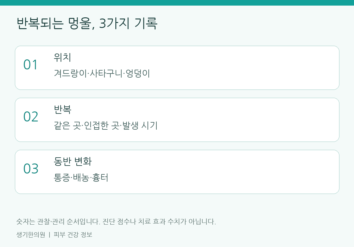 관찰할 항목을 정리한 설명도. 숫자는 진단 점수가 아닙니다.
