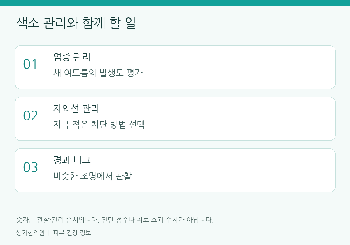 생활과 진료 준비에 관한 설명도. 개인별 관리 방법은 피부 상태에 따라 달라집니다.