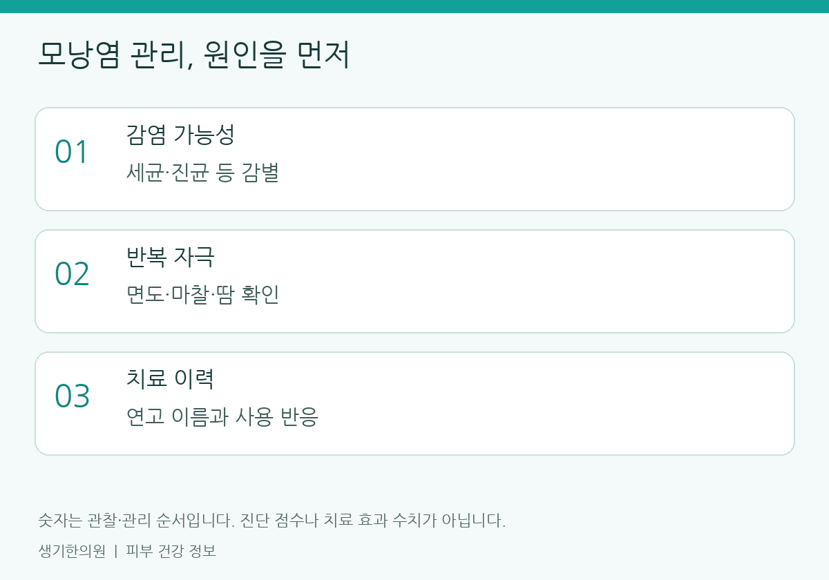 관찰할 항목을 정리한 설명도. 숫자는 진단 점수가 아닙니다.