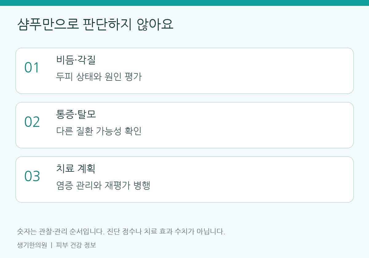 생활과 진료 준비에 관한 설명도. 개인별 관리 방법은 피부 상태에 따라 달라집니다.