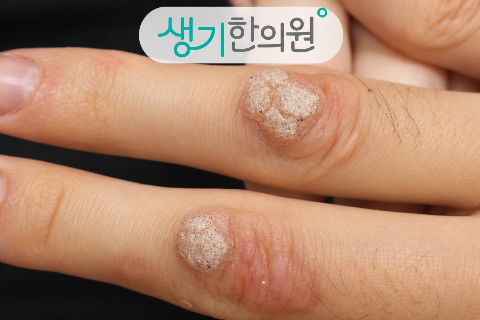 증상 참고 사진과 생기한의원 로고